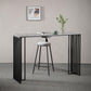 Modern Marble Table with Rectangle Table Top Black Sled Table - 42" H 70.9"L x 15.7"W x 41.3"H Grey Without Chairs Clearhalo 'Bar Furniture' 'Bar Tables' 'bar_tables' 'furn' 'furn_bar_tables' 'Furniture' 'furniture_bar_tables' 'Kitchen & Dining Furniture' 4556206