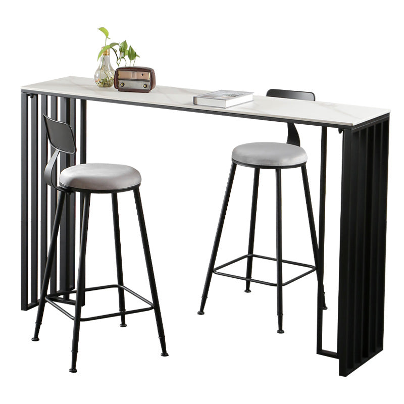 Modern Marble Table with Rectangle Table Top Black Sled Table - 42" H White Without Chairs Clearhalo 'Bar Furniture' 'Bar Tables' 'bar_tables' 'furn' 'furn_bar_tables' 'Furniture' 'furniture_bar_tables' 'Kitchen & Dining Furniture' 4556207