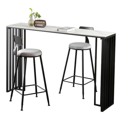 Modern Marble Table with Rectangle Table Top Black Sled Table - 42" H White Without Chairs Clearhalo 'Bar Furniture' 'Bar Tables' 'bar_tables' 'furn' 'furn_bar_tables' 'Furniture' 'furniture_bar_tables' 'Kitchen & Dining Furniture' 4556207