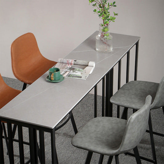 Modern Marble Table with Rectangle Table Top Black Sled Table - 42" H Clearhalo 'Bar Furniture' 'Bar Tables' 'bar_tables' 'furn' 'furn_bar_tables' 'Furniture' 'furniture_bar_tables' 'Kitchen & Dining Furniture' 4556210