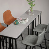 Modern Marble Table with Rectangle Table Top Black Sled Table - 42" H Clearhalo 'Bar Furniture' 'Bar Tables' 'bar_tables' 'furn' 'furn_bar_tables' 'Furniture' 'furniture_bar_tables' 'Kitchen & Dining Furniture' 4556210