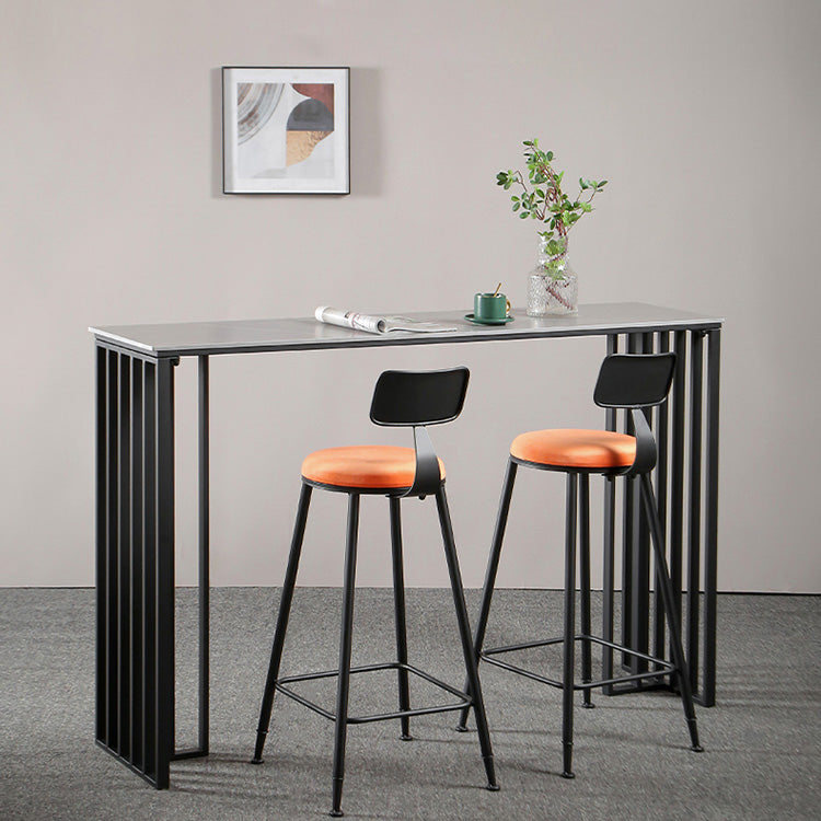 Modern Marble Table with Rectangle Table Top Black Sled Table - 42" H Clearhalo 'Bar Furniture' 'Bar Tables' 'bar_tables' 'furn' 'furn_bar_tables' 'Furniture' 'furniture_bar_tables' 'Kitchen & Dining Furniture' 4556212