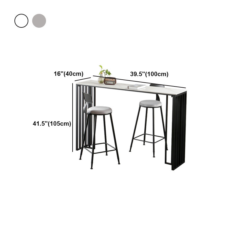 Modern Marble Table with Rectangle Table Top Black Sled Table - 42" H Clearhalo 'Bar Furniture' 'Bar Tables' 'bar_tables' 'furn' 'furn_bar_tables' 'Furniture' 'furniture_bar_tables' 'Kitchen & Dining Furniture' 4556214