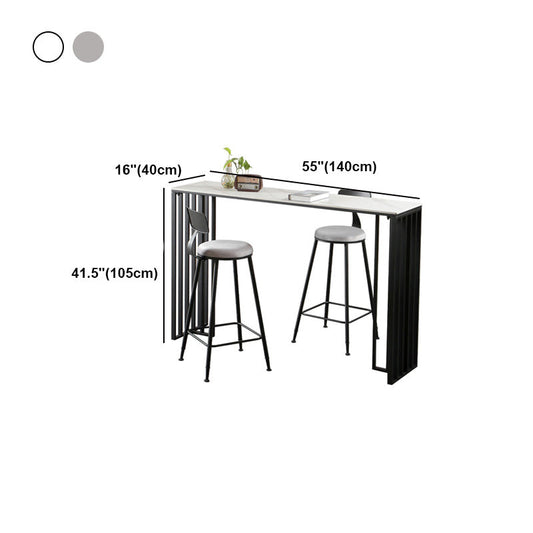 Modern Marble Table with Rectangle Table Top Black Sled Table - 42" H Clearhalo 'Bar Furniture' 'Bar Tables' 'bar_tables' 'furn' 'furn_bar_tables' 'Furniture' 'furniture_bar_tables' 'Kitchen & Dining Furniture' 4556216