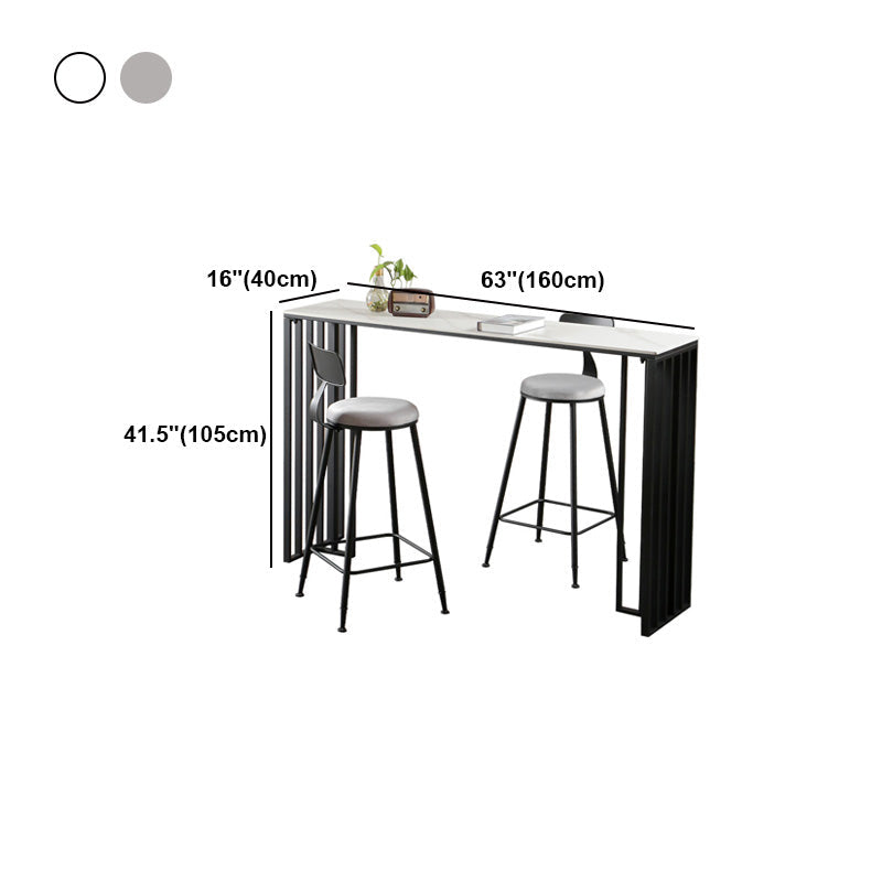 Modern Marble Table with Rectangle Table Top Black Sled Table - 42" H Clearhalo 'Bar Furniture' 'Bar Tables' 'bar_tables' 'furn' 'furn_bar_tables' 'Furniture' 'furniture_bar_tables' 'Kitchen & Dining Furniture' 4556217