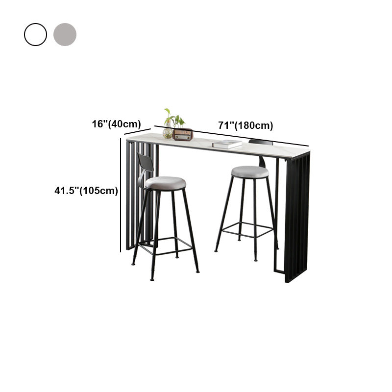 Modern Marble Table with Rectangle Table Top Black Sled Table - 42" H Clearhalo 'Bar Furniture' 'Bar Tables' 'bar_tables' 'furn' 'furn_bar_tables' 'Furniture' 'furniture_bar_tables' 'Kitchen & Dining Furniture' 4556218
