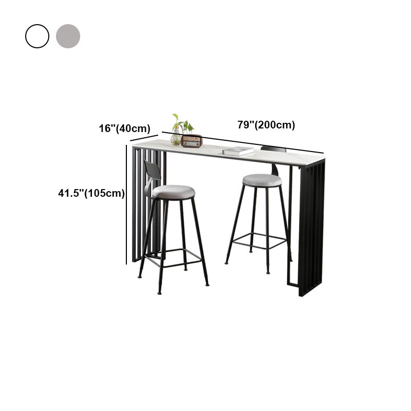 Modern Marble Table with Rectangle Table Top Black Sled Table - 42" H Clearhalo 'Bar Furniture' 'Bar Tables' 'bar_tables' 'furn' 'furn_bar_tables' 'Furniture' 'furniture_bar_tables' 'Kitchen & Dining Furniture' 4556219
