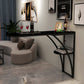 Modern White Marble Bar Table with Specialty Table Top Black Pedestal Table - 42" H Textured Black Without Chairs Clearhalo 'Bar Furniture' 'Bar Tables' 'bar_tables' 'furn' 'furn_bar_tables' 'Furniture' 'furniture_bar_tables' 'Kitchen & Dining Furniture' 4556221