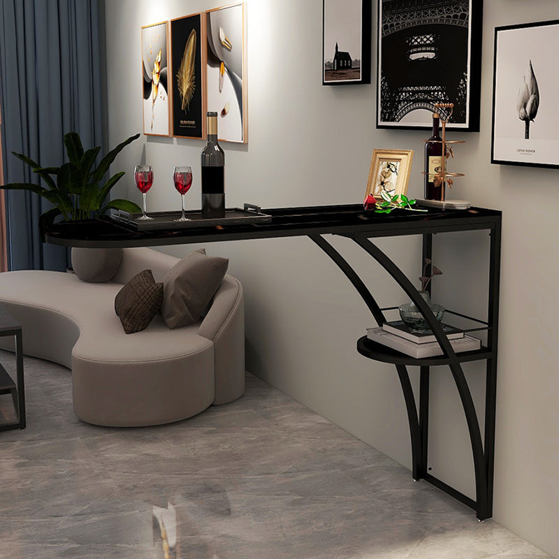 Modern White Marble Bar Table with Specialty Table Top Black Pedestal Table - 42" H Textured Black Without Chairs Clearhalo 'Bar Furniture' 'Bar Tables' 'bar_tables' 'furn' 'furn_bar_tables' 'Furniture' 'furniture_bar_tables' 'Kitchen & Dining Furniture' 4556221