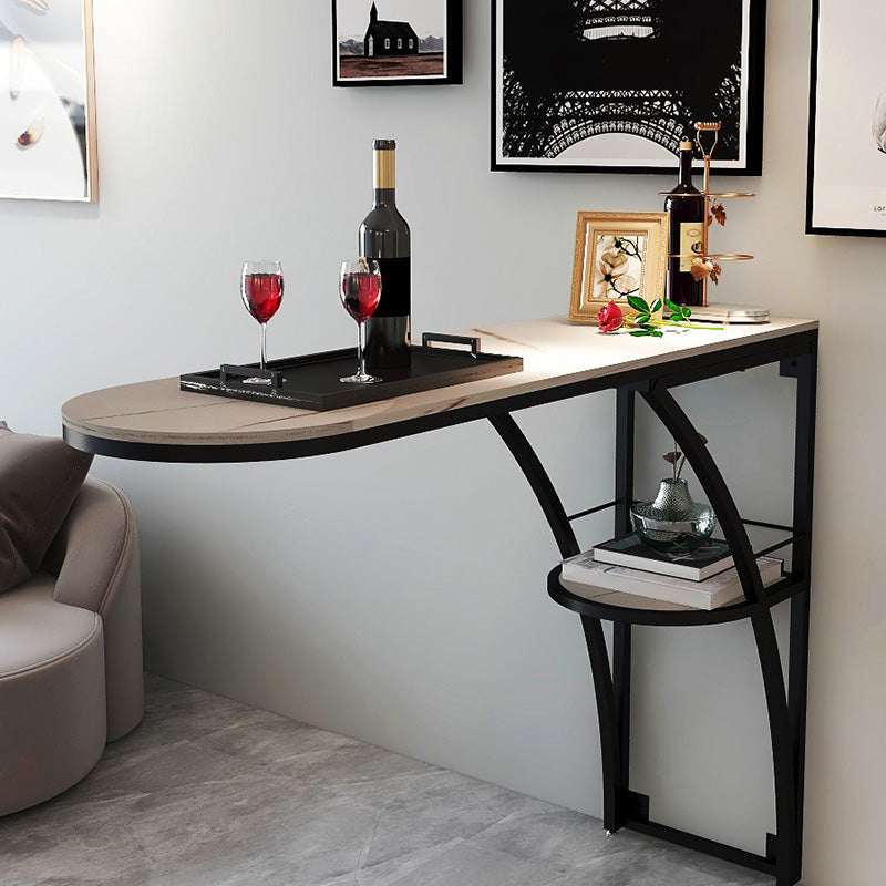 Modern White Marble Bar Table with Specialty Table Top Black Pedestal Table - 42" H Clearhalo 'Bar Furniture' 'Bar Tables' 'bar_tables' 'furn' 'furn_bar_tables' 'Furniture' 'furniture_bar_tables' 'Kitchen & Dining Furniture' 4556228