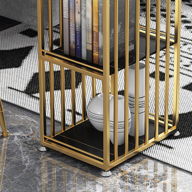 Glam Marble Counter Table with Rectangle Table Top Double Pedestal Table - 42" H Clearhalo 'Bar Furniture' 'Bar Tables' 'bar_tables' 'furn' 'furn_bar_tables' 'Furniture' 'furniture_bar_tables' 'Kitchen & Dining Furniture' 4556237