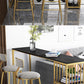 Glam Marble Counter Table with Rectangle Table Top Double Pedestal Table - 42" H Clearhalo 'Bar Furniture' 'Bar Tables' 'bar_tables' 'furn' 'furn_bar_tables' 'Furniture' 'furniture_bar_tables' 'Kitchen & Dining Furniture' 4556238