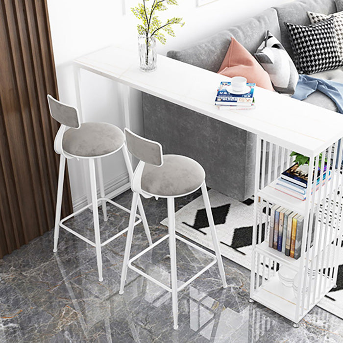 Glam Marble Counter Table with Rectangle Table Top Double Pedestal Table - 42" H Clearhalo 'Bar Furniture' 'Bar Tables' 'bar_tables' 'furn' 'furn_bar_tables' 'Furniture' 'furniture_bar_tables' 'Kitchen & Dining Furniture' 4556239