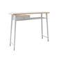 Industrial Marble Pub Table with Rectangle Table Top Legs Table - 41.3" H 47.2"L x 15.7"W x 41.3"H White-Gold Without Chairs Clearhalo 'Bar Furniture' 'Bar Tables' 'bar_tables' 'furn' 'furn_bar_tables' 'Furniture' 'furniture_bar_tables' 'Kitchen & Dining Furniture' 4556250