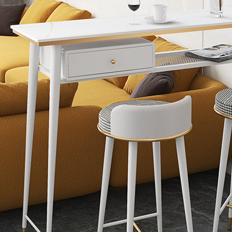 Industrial Marble Pub Table with Rectangle Table Top Legs Table - 41.3" H Clearhalo 'Bar Furniture' 'Bar Tables' 'bar_tables' 'furn' 'furn_bar_tables' 'Furniture' 'furniture_bar_tables' 'Kitchen & Dining Furniture' 4556258