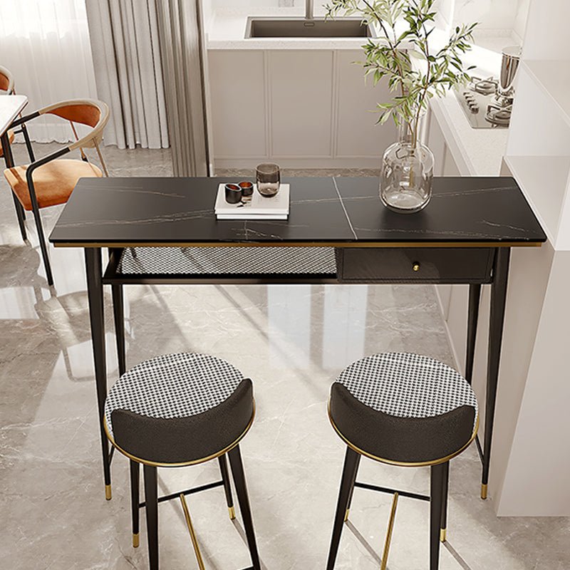 Industrial Marble Pub Table with Rectangle Table Top Legs Table - 41.3" H Clearhalo 'Bar Furniture' 'Bar Tables' 'bar_tables' 'furn' 'furn_bar_tables' 'Furniture' 'furniture_bar_tables' 'Kitchen & Dining Furniture' 4556259