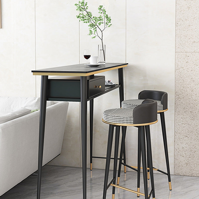 Industrial Marble Pub Table with Rectangle Table Top Legs Table - 41.3" H Clearhalo 'Bar Furniture' 'Bar Tables' 'bar_tables' 'furn' 'furn_bar_tables' 'Furniture' 'furniture_bar_tables' 'Kitchen & Dining Furniture' 4556261