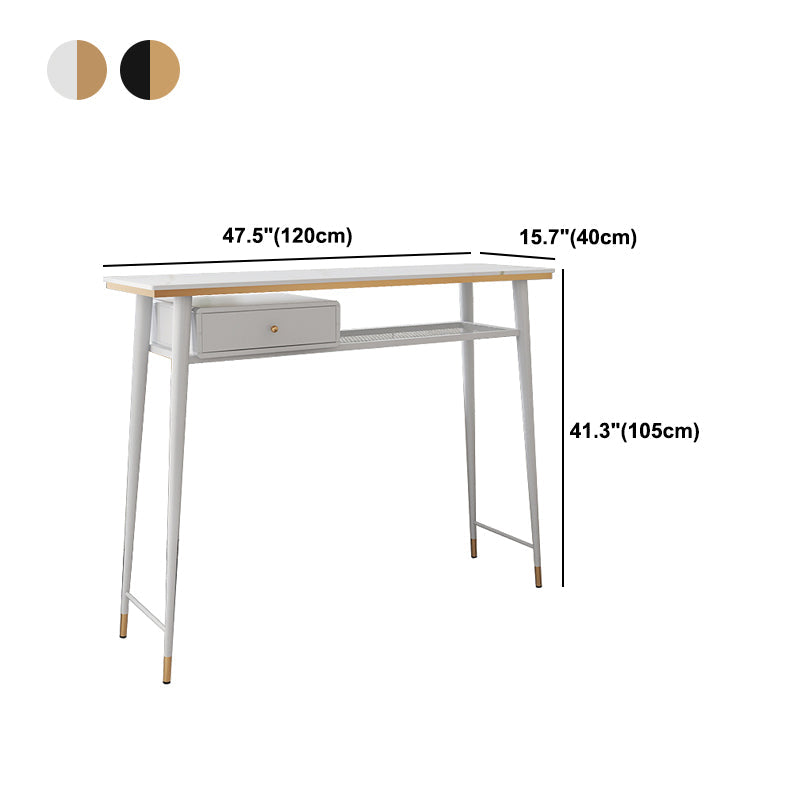Industrial Marble Pub Table with Rectangle Table Top Legs Table - 41.3" H Clearhalo 'Bar Furniture' 'Bar Tables' 'bar_tables' 'furn' 'furn_bar_tables' 'Furniture' 'furniture_bar_tables' 'Kitchen & Dining Furniture' 4556262