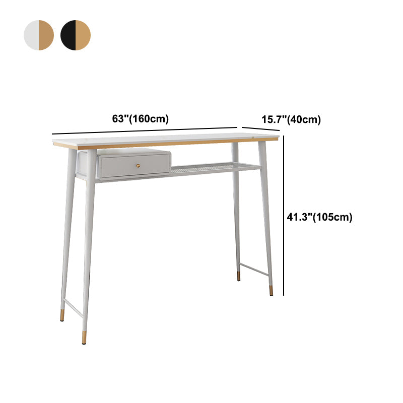 Industrial Marble Pub Table with Rectangle Table Top Legs Table - 41.3" H Clearhalo 'Bar Furniture' 'Bar Tables' 'bar_tables' 'furn' 'furn_bar_tables' 'Furniture' 'furniture_bar_tables' 'Kitchen & Dining Furniture' 4556264