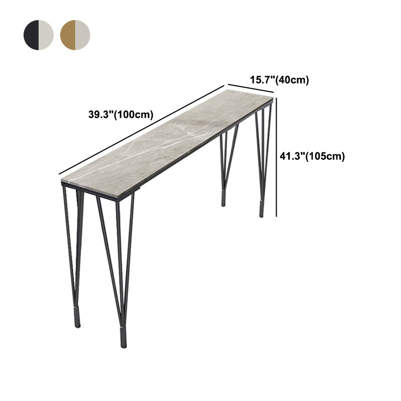 Modern Marble Bar Table with Rectangle Table Top Legs Table - 41.3" H Clearhalo 'Bar Furniture' 'Bar Tables' 'bar_tables' 'furn' 'furn_bar_tables' 'Furniture' 'furniture_bar_tables' 'Kitchen & Dining Furniture' 4556276