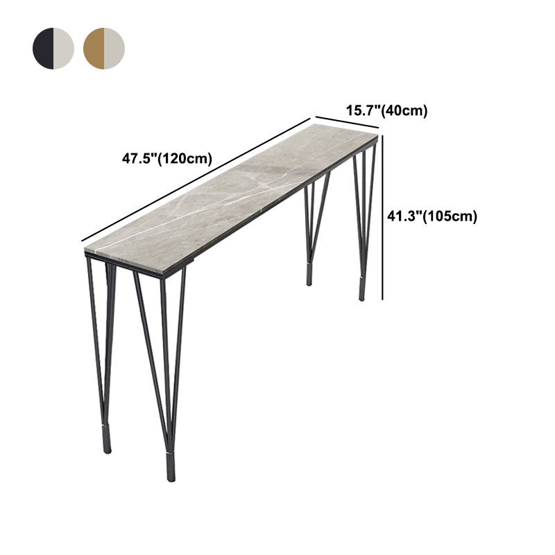 Modern Marble Bar Table with Rectangle Table Top Legs Table - 41.3" H Clearhalo 'Bar Furniture' 'Bar Tables' 'bar_tables' 'furn' 'furn_bar_tables' 'Furniture' 'furniture_bar_tables' 'Kitchen & Dining Furniture' 4556277