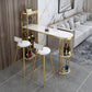 White Marble Table with Specialty Table Top Double Pedestal Table - 41.34" H 70.9"L x 15.7"W x 41.3"H White-Gold Without Chairs Clearhalo 'Bar Furniture' 'Bar Tables' 'bar_tables' 'furn' 'furn_bar_tables' 'Furniture' 'furniture_bar_tables' 'Kitchen & Dining Furniture' 4556282