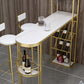 White Marble Table with Specialty Table Top Double Pedestal Table - 41.34" H Clearhalo 'Bar Furniture' 'Bar Tables' 'bar_tables' 'furn' 'furn_bar_tables' 'Furniture' 'furniture_bar_tables' 'Kitchen & Dining Furniture' 4556289