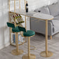 Glam Marble Bar Table with Specialty Table Top Double Pedestal Table - 41.3" H 70.9"L x 15.7"W x 41.3"H Gold Without Chairs Clearhalo 'Bar Furniture' 'Bar Tables' 'bar_tables' 'furn' 'furn_bar_tables' 'Furniture' 'furniture_bar_tables' 'Kitchen & Dining Furniture' 4556296