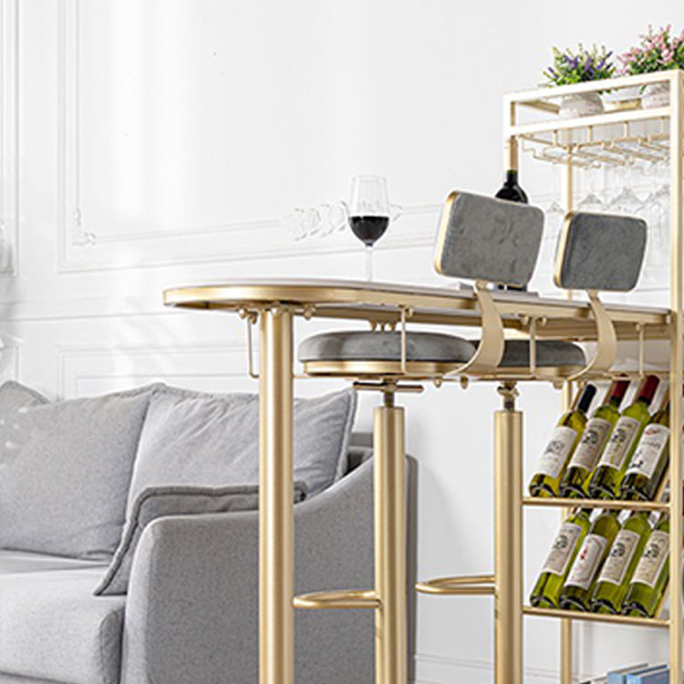 Glam Marble Bar Table with Specialty Table Top Double Pedestal Table - 41.3" H Clearhalo 'Bar Furniture' 'Bar Tables' 'bar_tables' 'furn' 'furn_bar_tables' 'Furniture' 'furniture_bar_tables' 'Kitchen & Dining Furniture' 4556302