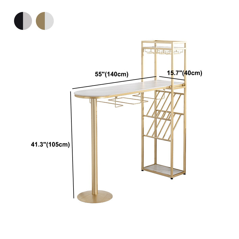 Glam Marble Bar Table with Specialty Table Top Double Pedestal Table - 41.3" H Clearhalo 'Bar Furniture' 'Bar Tables' 'bar_tables' 'furn' 'furn_bar_tables' 'Furniture' 'furniture_bar_tables' 'Kitchen & Dining Furniture' 4556307