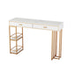 Marble Counter Table with Rectangle Table Top Double Pedestal Table - 41.3" H White Without Chairs Clearhalo 'Bar Furniture' 'Bar Tables' 'bar_tables' 'furn' 'furn_bar_tables' 'Furniture' 'furniture_bar_tables' 'Kitchen & Dining Furniture' 4556311
