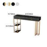 Marble Counter Table with Rectangle Table Top Double Pedestal Table - 41.3" H Clearhalo 'Bar Furniture' 'Bar Tables' 'bar_tables' 'furn' 'furn_bar_tables' 'Furniture' 'furniture_bar_tables' 'Kitchen & Dining Furniture' 4556320