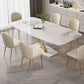 Glam 1/2/5/6/7 Pieces Table and Chair Set Sintered Stone Dining Table Set 7 Pieces: Table, 6 Chairs Clearhalo 'Dining Room Sets' 'Dining Tables & Seating' 'dining_room_set' 'furn' 'furn_dining_room_set' 'Furniture' 'furniture_dining_room_set' 'Kitchen & Dining Furniture' 'kitchen&dining_furn' 'kitchen' 4556354