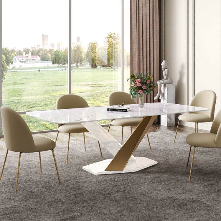 Glam 1/2/5/6/7 Pieces Table and Chair Set Sintered Stone Dining Table Set 6 Pieces: Table, 5 Chairs Clearhalo 'Dining Room Sets' 'Dining Tables & Seating' 'dining_room_set' 'furn' 'furn_dining_room_set' 'Furniture' 'furniture_dining_room_set' 'Kitchen & Dining Furniture' 'kitchen&dining_furn' 'kitchen' 4556357