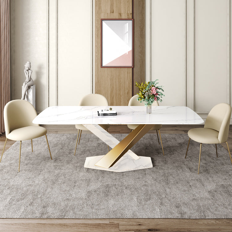 Glam 1/2/5/6/7 Pieces Table and Chair Set Sintered Stone Dining Table Set 5 Pieces: Table, 4 Chairs Clearhalo 'Dining Room Sets' 'Dining Tables & Seating' 'dining_room_set' 'furn' 'furn_dining_room_set' 'Furniture' 'furniture_dining_room_set' 'Kitchen & Dining Furniture' 'kitchen&dining_furn' 'kitchen' 4556358