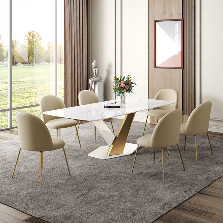 Glam 1/2/5/6/7 Pieces Table and Chair Set Sintered Stone Dining Table Set Clearhalo 'Dining Room Sets' 'Dining Tables & Seating' 'dining_room_set' 'furn' 'furn_dining_room_set' 'Furniture' 'furniture_dining_room_set' 'Kitchen & Dining Furniture' 'kitchen&dining_furn' 'kitchen' 4556359