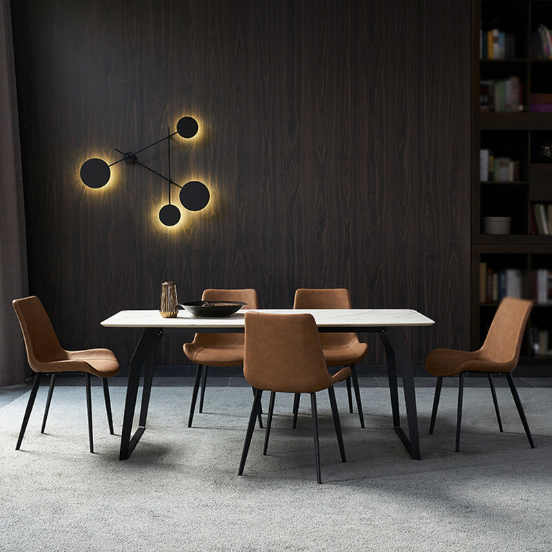 Modern 1/4/5/6/7 Pieces Furniture White Rectangle Sintered Stone Dining Room Set 6 Pieces: Table, 5 Chairs Clearhalo 'Dining Room Sets' 'Dining Tables & Seating' 'dining_room_set' 'furn' 'furn_dining_room_set' 'Furniture' 'furniture_dining_room_set' 'Kitchen & Dining Furniture' 'kitchen&dining_furn' 'kitchen' 4556456