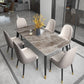 Nordic 1/2/5/7 Pieces Dining Set Rectangular Sintered Stone Dining Table Set for Home Use 7 Pieces: Table, 6 White Chairs Clearhalo 'Dining Room Sets' 'Dining Tables & Seating' 'dining_room_set' 'furn' 'furn_dining_room_set' 'Furniture' 'furniture_dining_room_set' 'Kitchen & Dining Furniture' 'kitchen&dining_furn' 'kitchen' 4556493