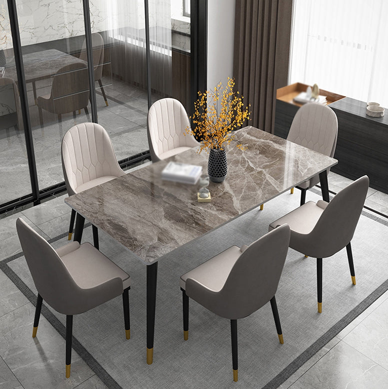 Nordic 1/2/5/7 Pieces Dining Set Rectangular Sintered Stone Dining Table Set for Home Use Clearhalo 'Dining Room Sets' 'Dining Tables & Seating' 'dining_room_set' 'furn' 'furn_dining_room_set' 'Furniture' 'furniture_dining_room_set' 'Kitchen & Dining Furniture' 'kitchen&dining_furn' 'kitchen' 4556509