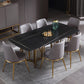1/4/5/7 Pieces Modern Furniture Black Rectangle Stone Top Dining Room Set 7 Pieces: Table, 6 Chairs Clearhalo 'Dining Room Sets' 'Dining Tables & Seating' 'dining_room_set' 'furn' 'furn_dining_room_set' 'Furniture' 'furniture_dining_room_set' 'Kitchen & Dining Furniture' 'kitchen&dining_furn' 'kitchen' 4556517