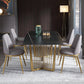 1/4/5/7 Pieces Modern Furniture Black Rectangle Stone Top Dining Room Set 5 Pieces: Table, 4 Chairs Clearhalo 'Dining Room Sets' 'Dining Tables & Seating' 'dining_room_set' 'furn' 'furn_dining_room_set' 'Furniture' 'furniture_dining_room_set' 'Kitchen & Dining Furniture' 'kitchen&dining_furn' 'kitchen' 4556519