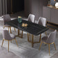 1/4/5/7 Pieces Modern Furniture Black Rectangle Stone Top Dining Room Set 6 Pieces: Table, 5 Chairs Clearhalo 'Dining Room Sets' 'Dining Tables & Seating' 'dining_room_set' 'furn' 'furn_dining_room_set' 'Furniture' 'furniture_dining_room_set' 'Kitchen & Dining Furniture' 'kitchen&dining_furn' 'kitchen' 4556520