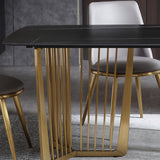 1/4/5/7 Pieces Modern Furniture Black Rectangle Stone Top Dining Room Set Clearhalo 'Dining Room Sets' 'Dining Tables & Seating' 'dining_room_set' 'furn' 'furn_dining_room_set' 'Furniture' 'furniture_dining_room_set' 'Kitchen & Dining Furniture' 'kitchen&dining_furn' 'kitchen' 4556525