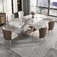 Contemporary 1/4/5/7 Pieces Dining Set Sintered Stone Dining Table for Kitchen 7 Pieces: Table, 6 Chairs Clearhalo 'Dining Room Sets' 'Dining Tables & Seating' 'dining_room_set' 'furn' 'furn_dining_room_set' 'Furniture' 'furniture_dining_room_set' 'Kitchen & Dining Furniture' 'kitchen&dining_furn' 'kitchen' 4556546