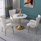 Glam Style 1/2/3/4/5 Pieces Dining Set Stone Top Dining Furniture Set for Living Room 4 Pieces: Table, 3 White Chairs Clearhalo 'Dining Room Sets' 'Dining Tables & Seating' 'dining_room_set' 'furn' 'furn_dining_room_set' 'Furniture' 'furniture_dining_room_set' 'Kitchen & Dining Furniture' 'kitchen&dining_furn' 'kitchen' 4556564