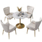 Glam Style 1/2/3/4/5 Pieces Dining Set Stone Top Dining Furniture Set for Living Room 5 Pieces: Table, 4 White Chairs Clearhalo 'Dining Room Sets' 'Dining Tables & Seating' 'dining_room_set' 'furn' 'furn_dining_room_set' 'Furniture' 'furniture_dining_room_set' 'Kitchen & Dining Furniture' 'kitchen&dining_furn' 'kitchen' 4556568