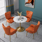 Glam Style 1/2/3/4/5 Pieces Dining Set Stone Top Dining Furniture Set for Living Room 5 Pieces: Table, 4 Orange Chairs Clearhalo 'Dining Room Sets' 'Dining Tables & Seating' 'dining_room_set' 'furn' 'furn_dining_room_set' 'Furniture' 'furniture_dining_room_set' 'Kitchen & Dining Furniture' 'kitchen&dining_furn' 'kitchen' 4556569
