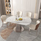 Modern Style 1/3/4/5/7/9 Pieces Dining Sintered Stone Dining Table Set with Metal Legs 5 Pieces: Table, 4 Chairs Clearhalo 'Dining Room Sets' 'Dining Tables & Seating' 'dining_room_set' 'furn' 'furn_dining_room_set' 'Furniture' 'furniture_dining_room_set' 'Kitchen & Dining Furniture' 'kitchen&dining_furn' 'kitchen' 4556588