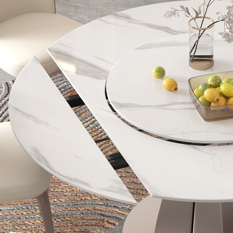 Modern Style 1/3/4/5/7/9 Pieces Dining Sintered Stone Dining Table Set with Metal Legs Clearhalo 'Dining Room Sets' 'Dining Tables & Seating' 'dining_room_set' 'furn' 'furn_dining_room_set' 'Furniture' 'furniture_dining_room_set' 'Kitchen & Dining Furniture' 'kitchen&dining_furn' 'kitchen' 4556592