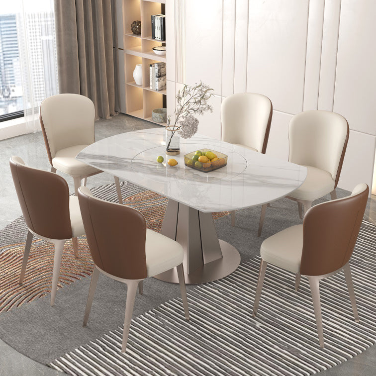 Modern Style 1/3/4/5/7/9 Pieces Dining Sintered Stone Dining Table Set with Metal Legs Clearhalo 'Dining Room Sets' 'Dining Tables & Seating' 'dining_room_set' 'furn' 'furn_dining_room_set' 'Furniture' 'furniture_dining_room_set' 'Kitchen & Dining Furniture' 'kitchen&dining_furn' 'kitchen' 4556599